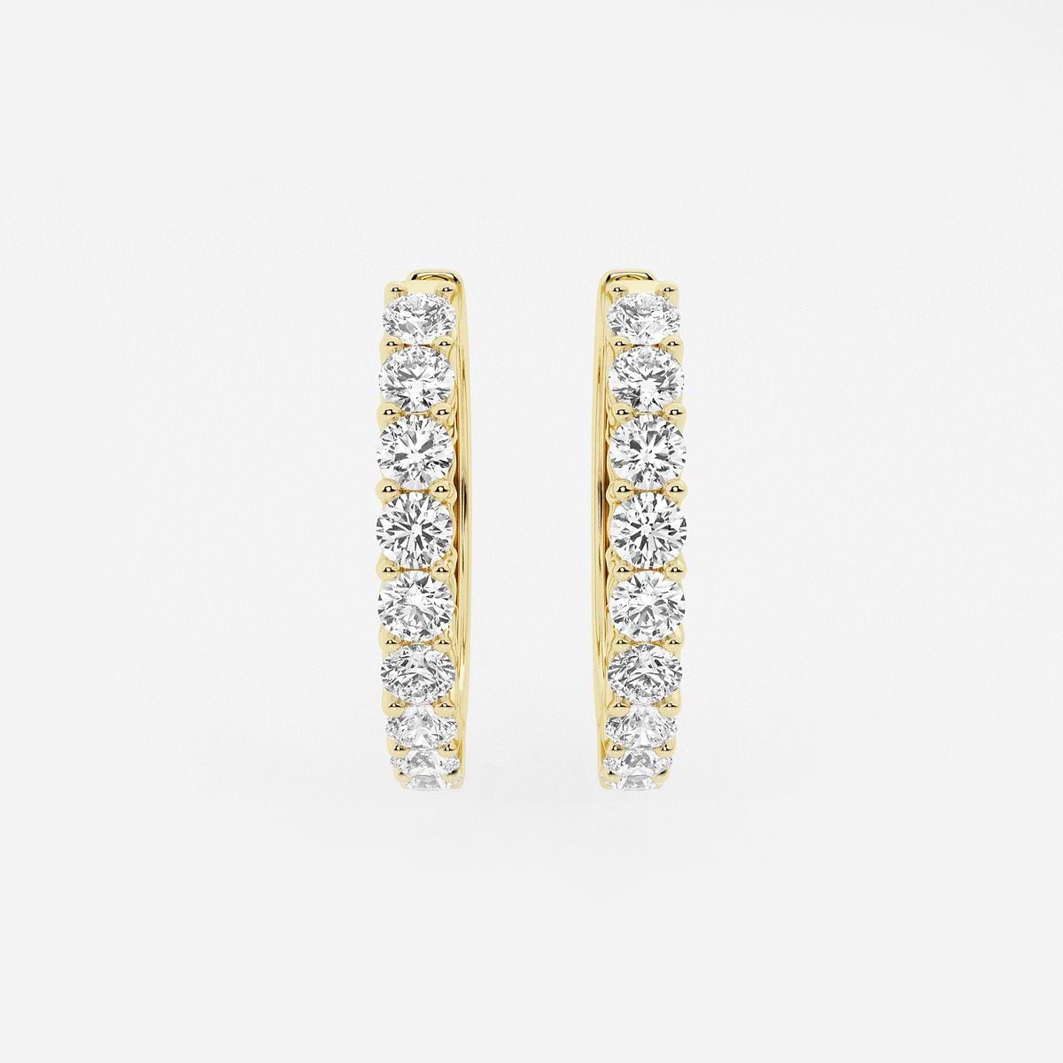 2 ctw Round Lab Grown Diamond Shared Prong Hoop Earrings