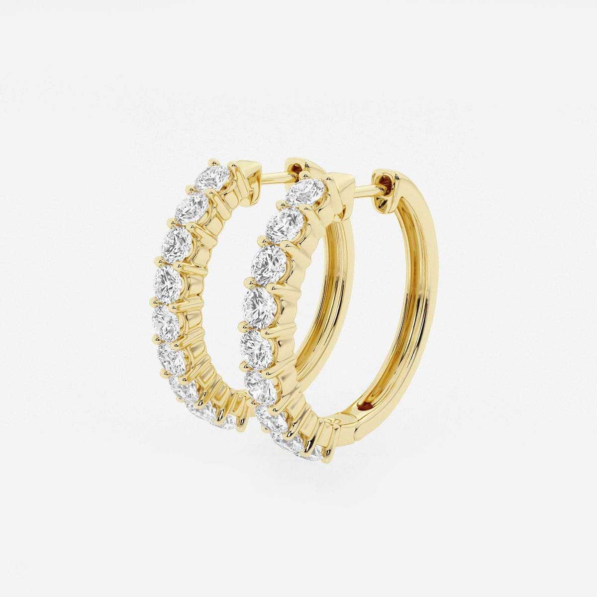 Additional Image 1 for  2 ctw Round Lab Grown Diamond Shared Prong Hoop Earrings
