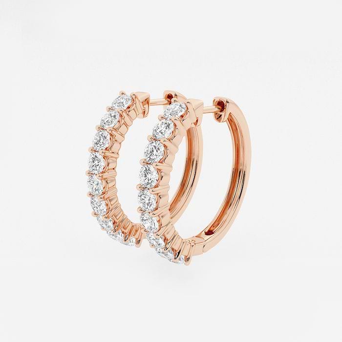 Shared Prong Round Hoop Earring