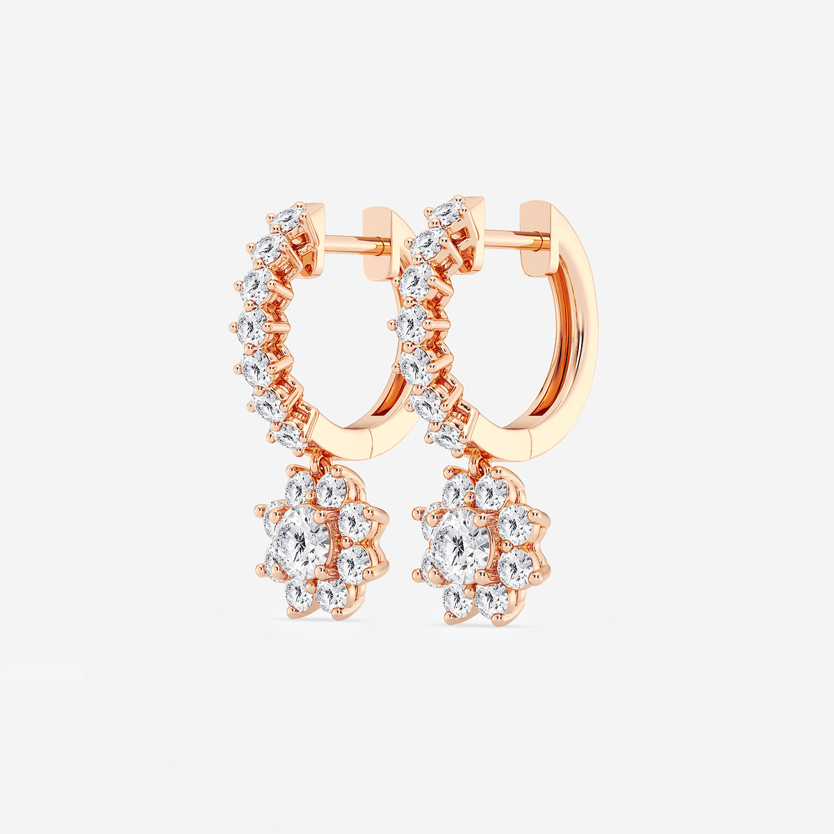 Additional Image 1 for  1 1/3 ctw Round Lab Grown Diamond Sunflower Drop with Petite Hoop Earrings