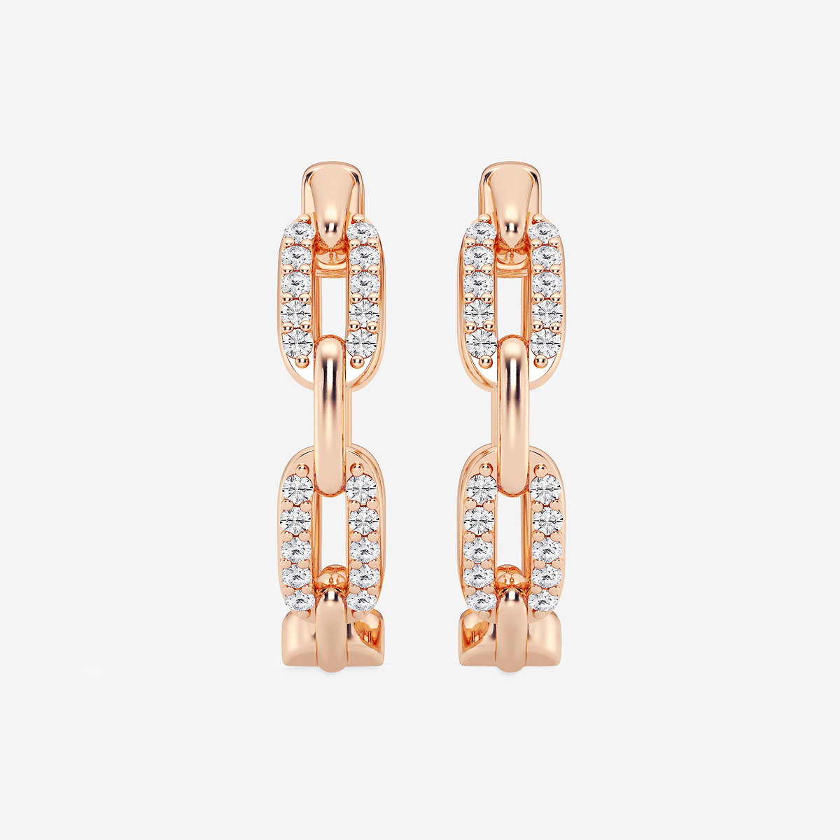 1/4 ctw Round Lab Grown Diamond Petite Paperclip Hoop Earrings
