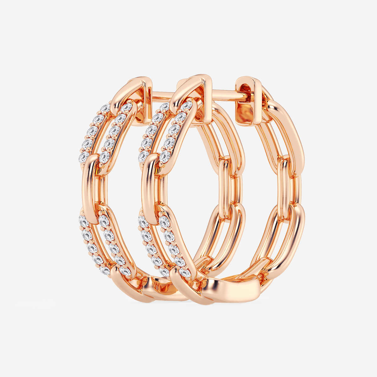 Additional Image 1 for  1/4 ctw Round Lab Grown Diamond Petite Paperclip Hoop Earrings
