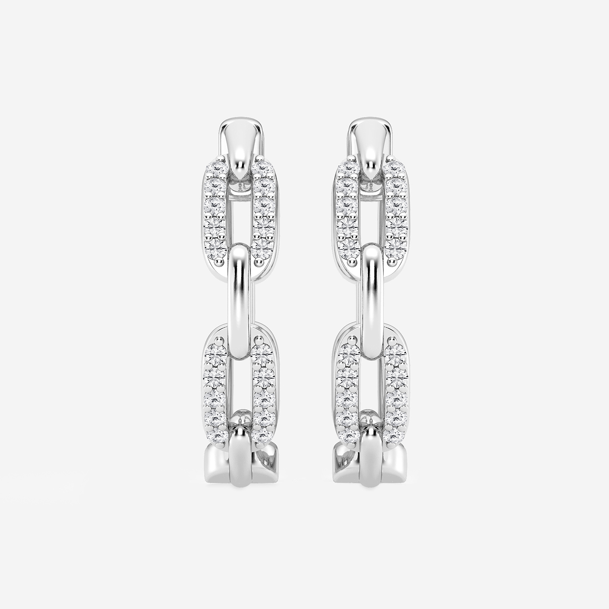 1/4 ctw Round Lab Grown Diamond Petite Paperclip Hoop Earrings