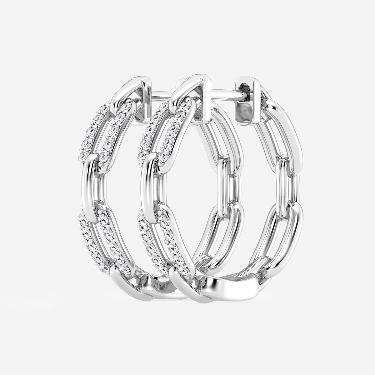 Additional Image 1 for  1/4 ctw Round Lab Grown Diamond Petite Paperclip Hoop Earrings
