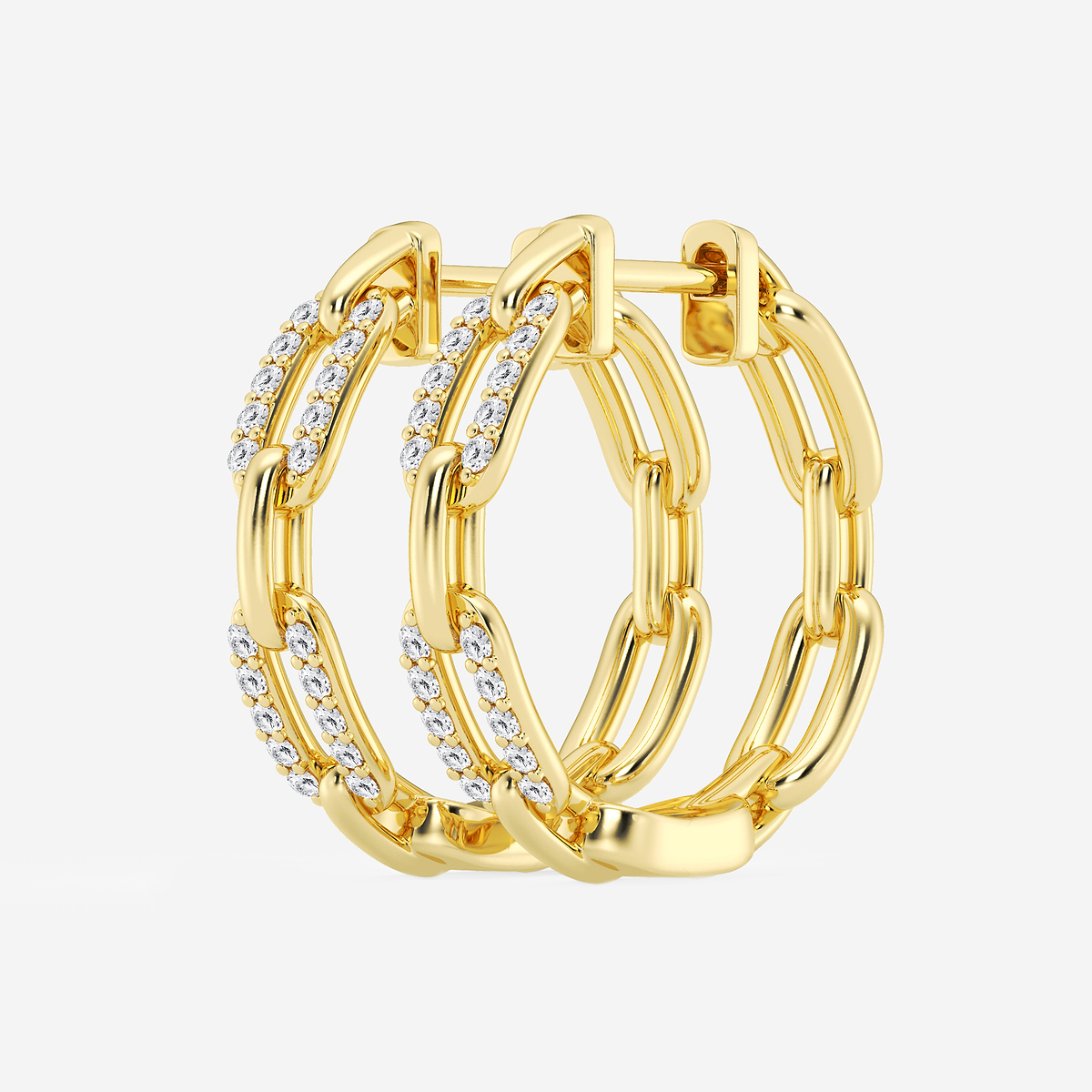 Additional Image 1 for  1/4 ctw Round Lab Grown Diamond Petite Paperclip Hoop Earrings