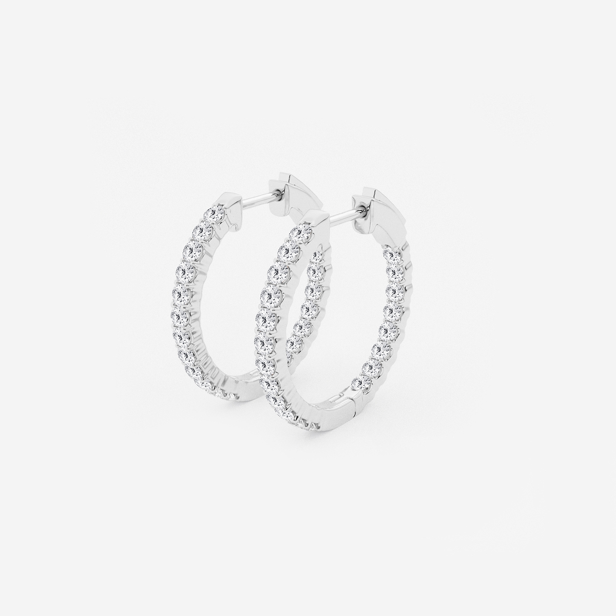 Additional Image 1 for  1 ctw Round Lab Grown Diamond Inside Out Hoop Earrings