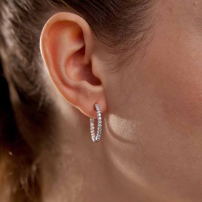 1 ctw Round Lab Grown Diamond Inside Out Hoop Earrings