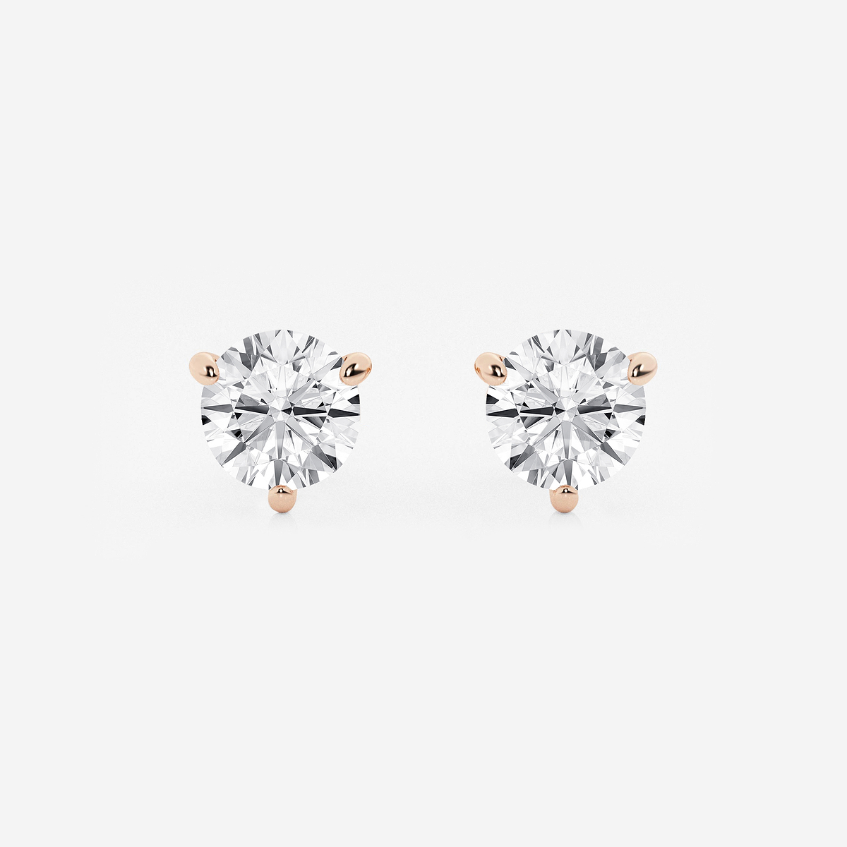 3 ctw Round Colorless Lab Grown Diamond Three Prong Martini Stud Earrings