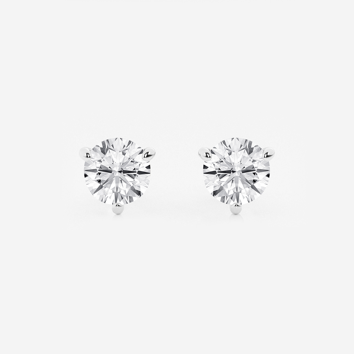 3 ctw Round Colorless Lab Grown Diamond Three Prong Martini Stud Earrings