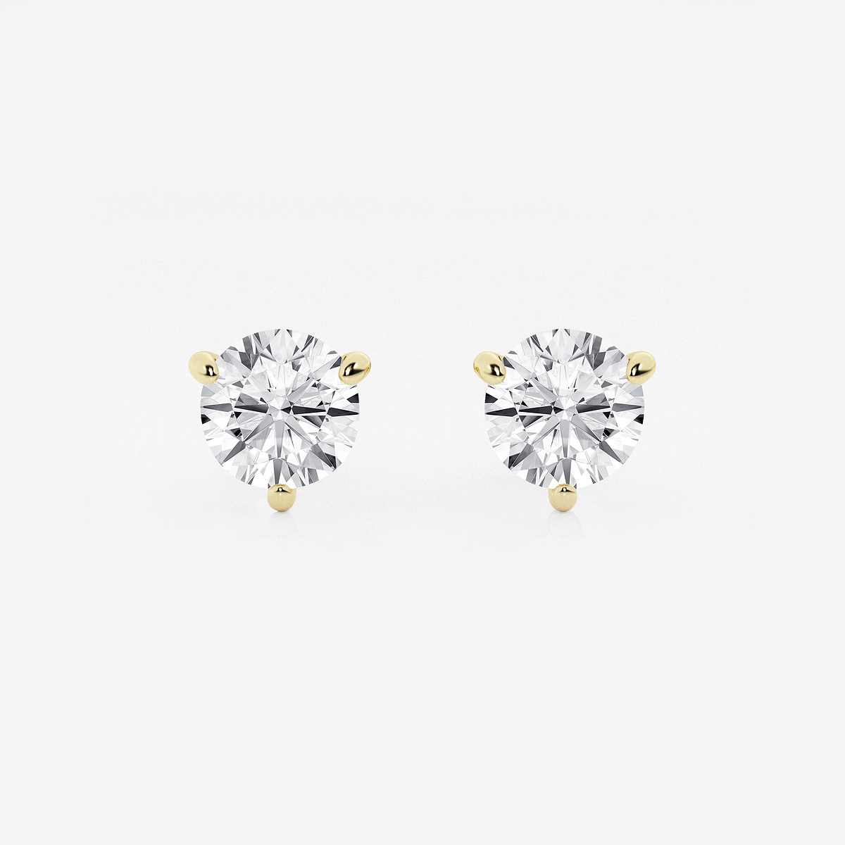 3 ctw Round Colorless Lab Grown Diamond Three Prong Martini Stud Earrings