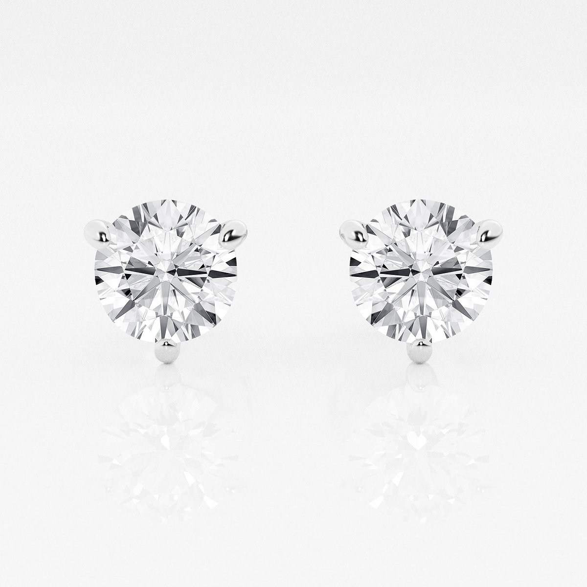 3 ctw Round Colorless Lab Grown Diamond Three Prong Martini Stud Earrings