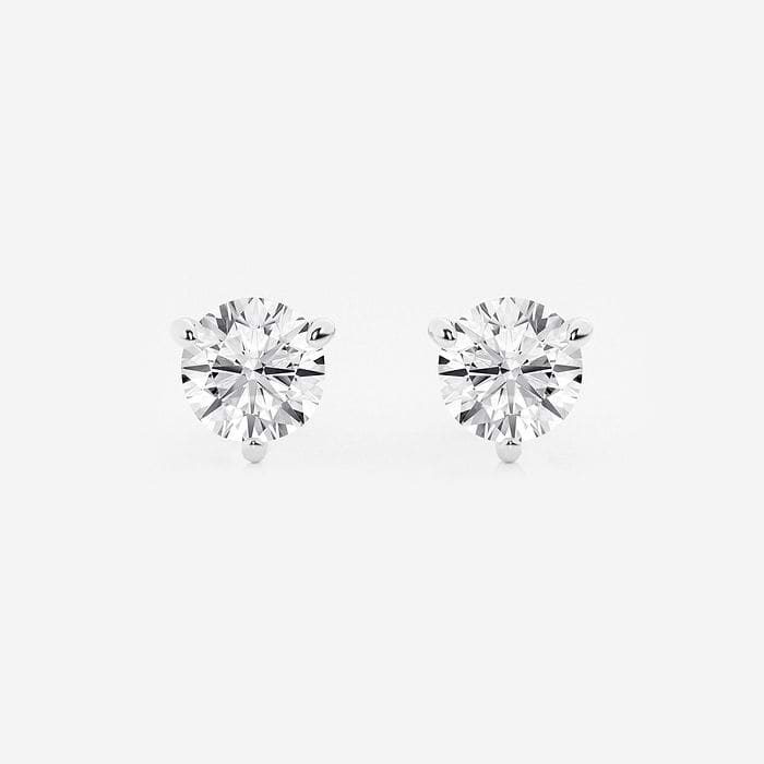 Three Prong Near-Colorless Round Stud Earrings