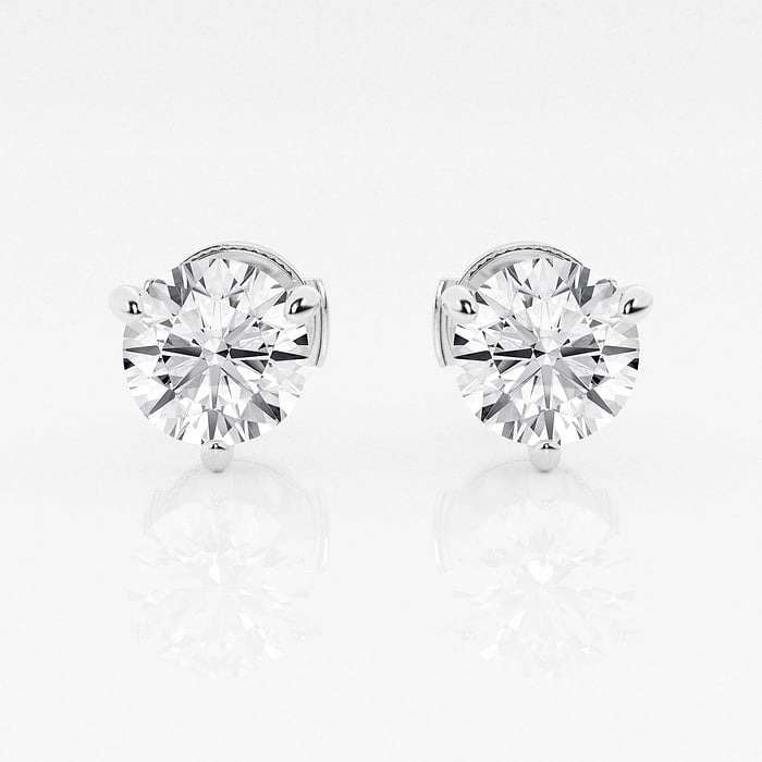 Additional Image 2 for  3 ctw Round Near-Colorless Lab Grown Diamond Three Prong Martini Stud Earrings