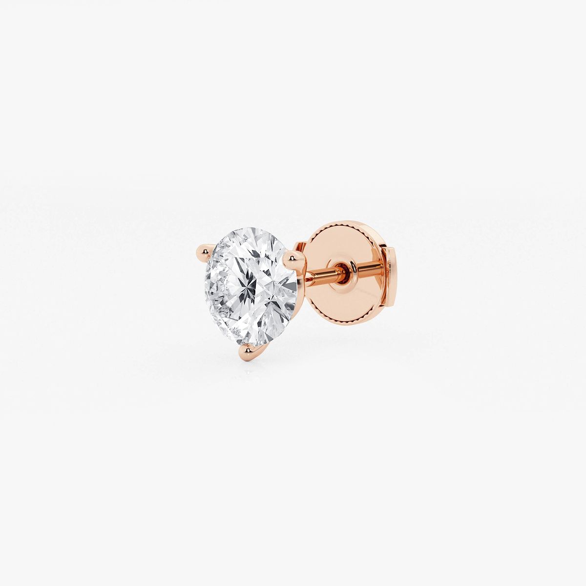 Additional Image 1 for  1 1/2 ctw Round Colorless Lab Grown Diamond Three Prong Martini Single Stud Earring