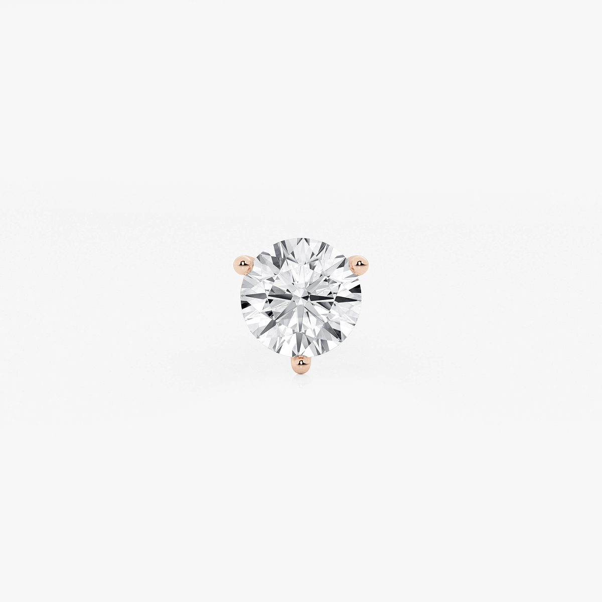 1 1/2 ctw Round Colorless Lab Grown Diamond Three Prong Martini Single Stud Earring