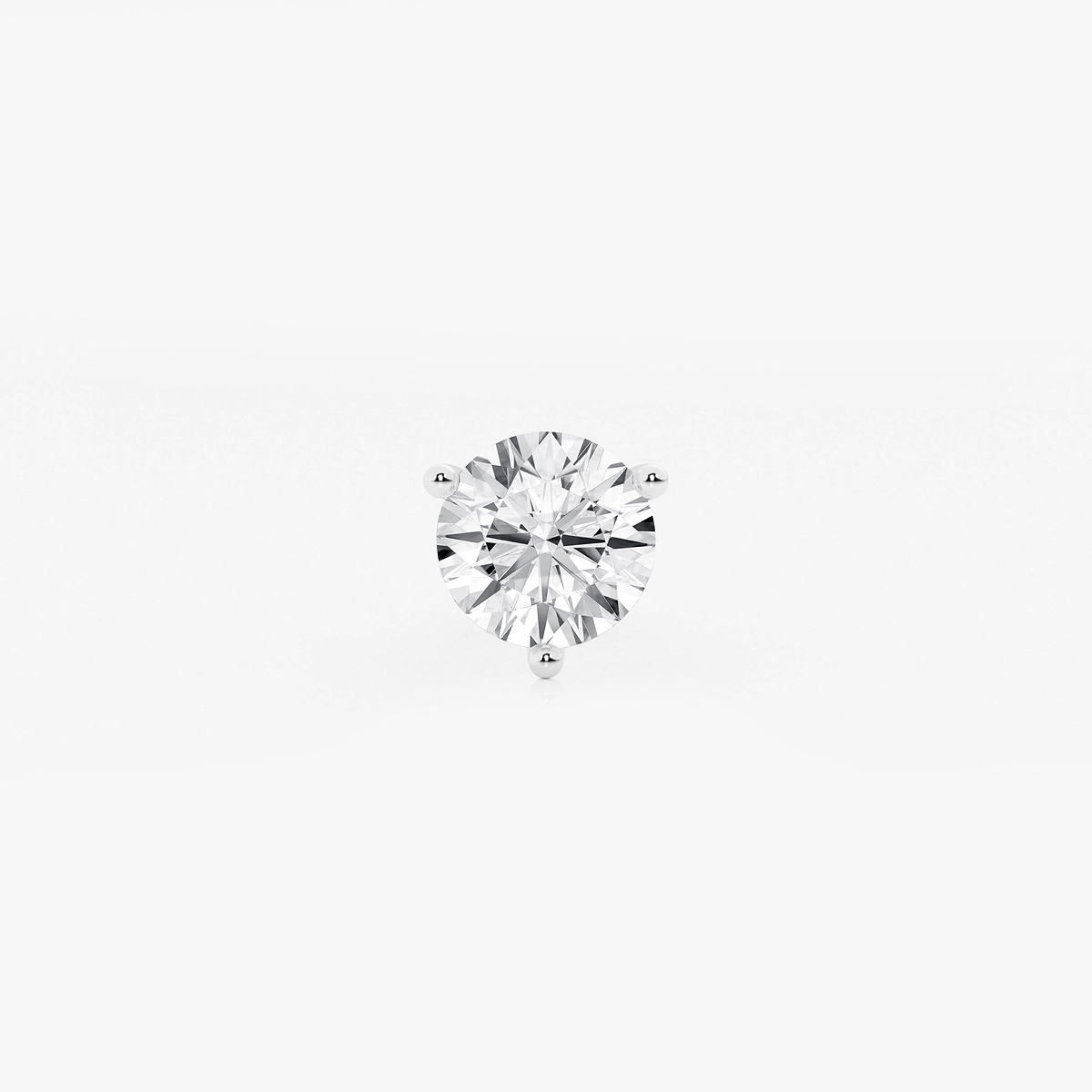 1 1/2 ctw Round Colorless Lab Grown Diamond Three Prong Martini Single Stud Earring