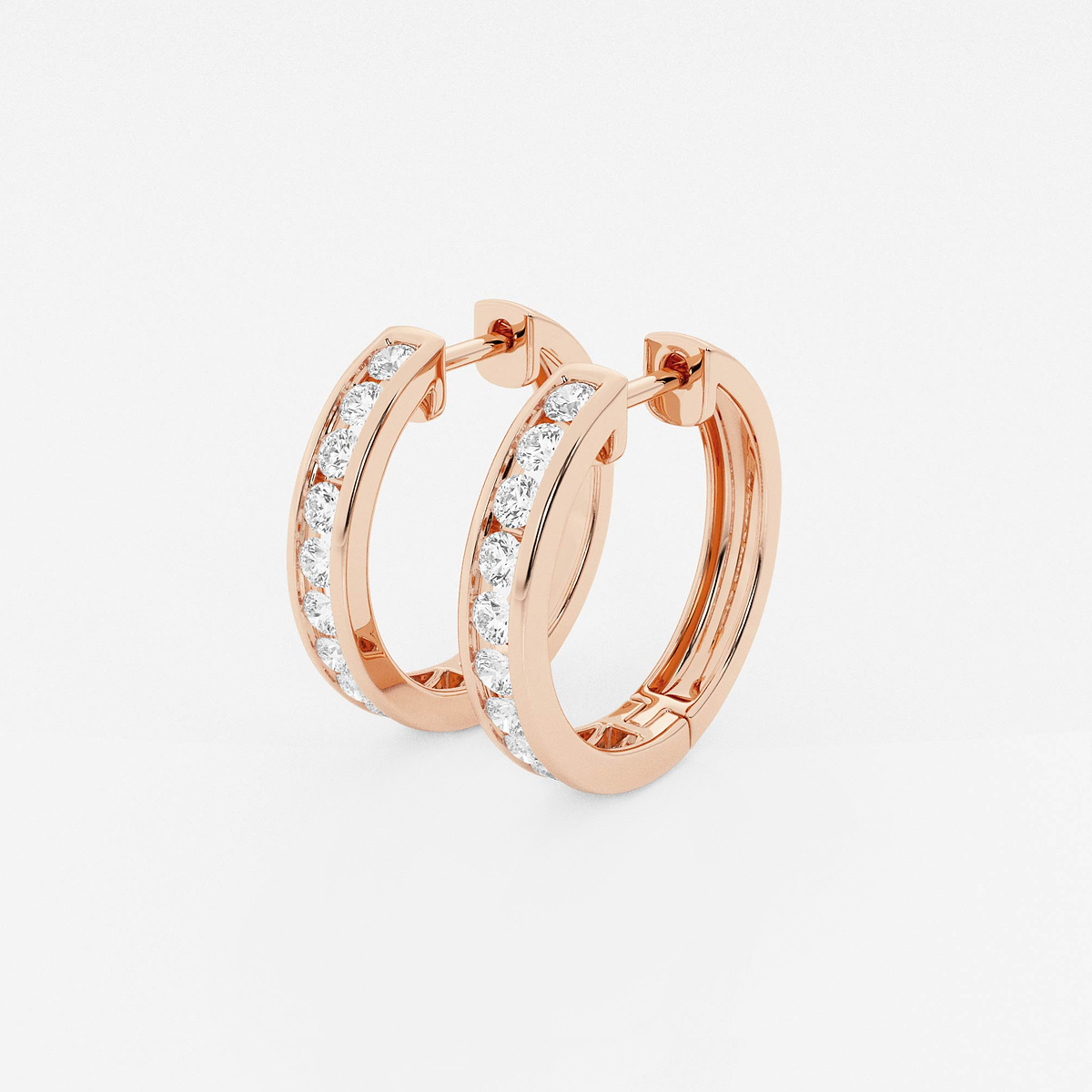 Additional Image 1 for  1 ctw Round Lab Grown Diamond Channel Set Hoop Earrings