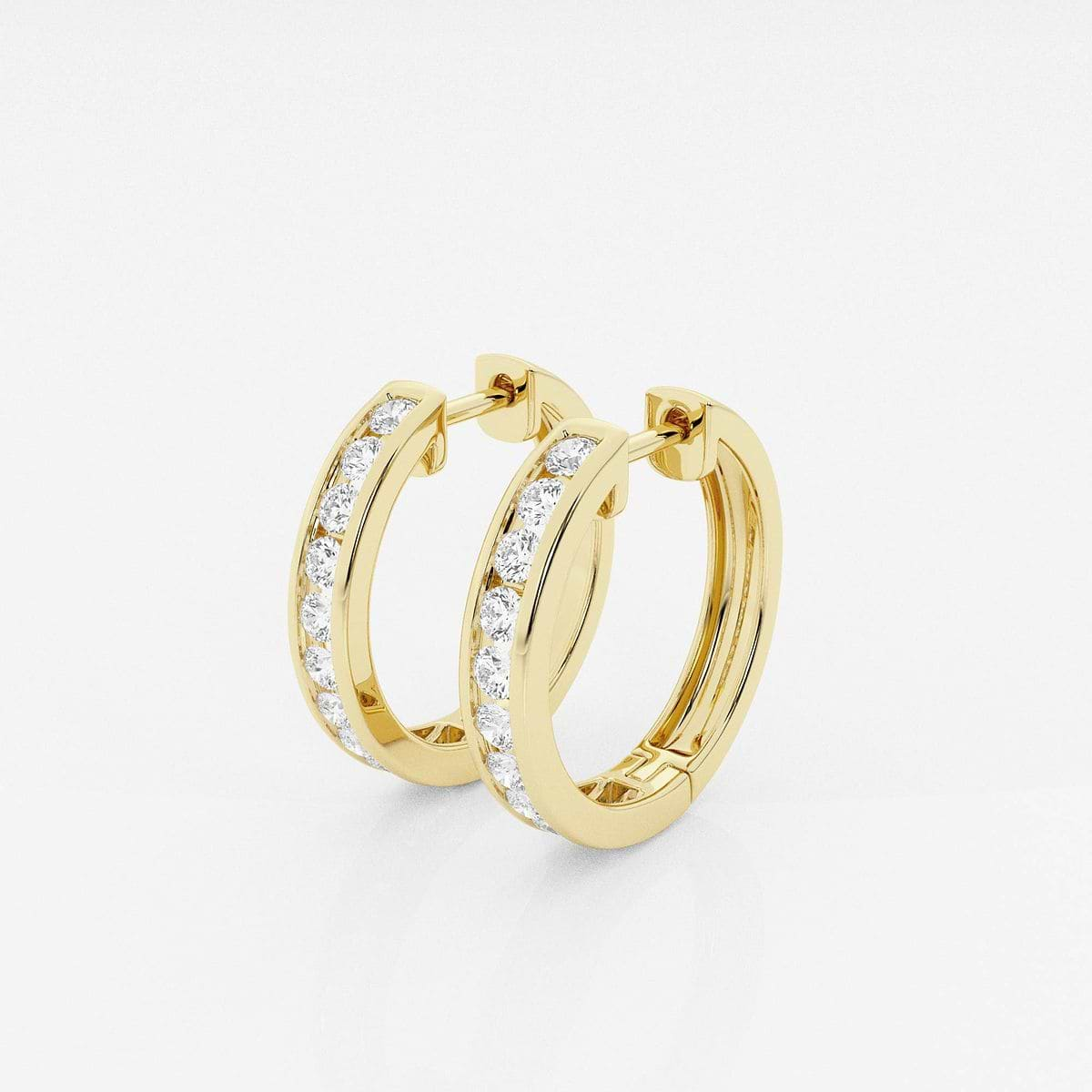 14K deals Yellow Gold Channel Set Huggie Hoop Earrings, 1.00 CTW