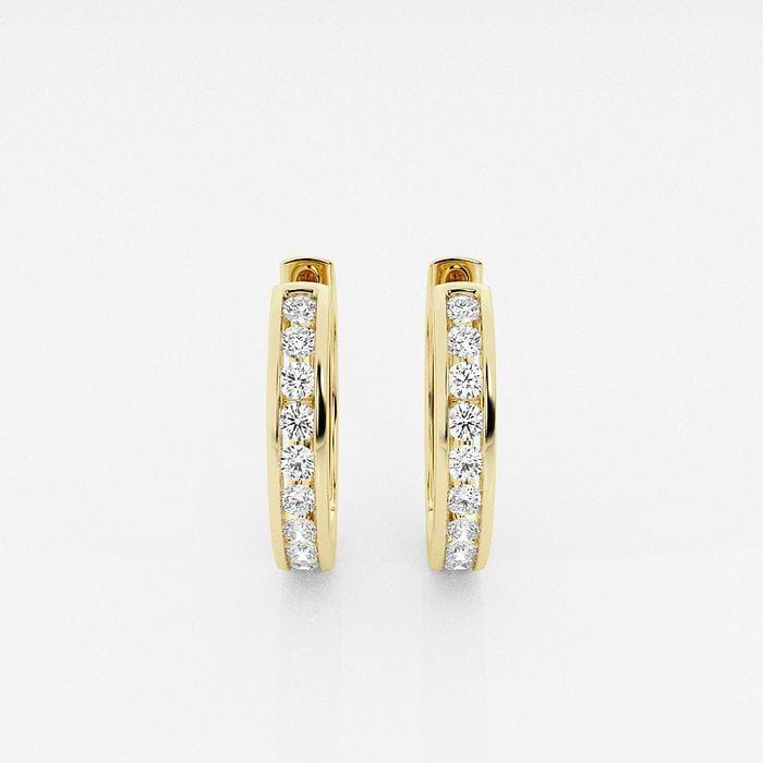 14K deals Yellow Gold Channel Set Huggie Hoop Earrings, 1.00 CTW