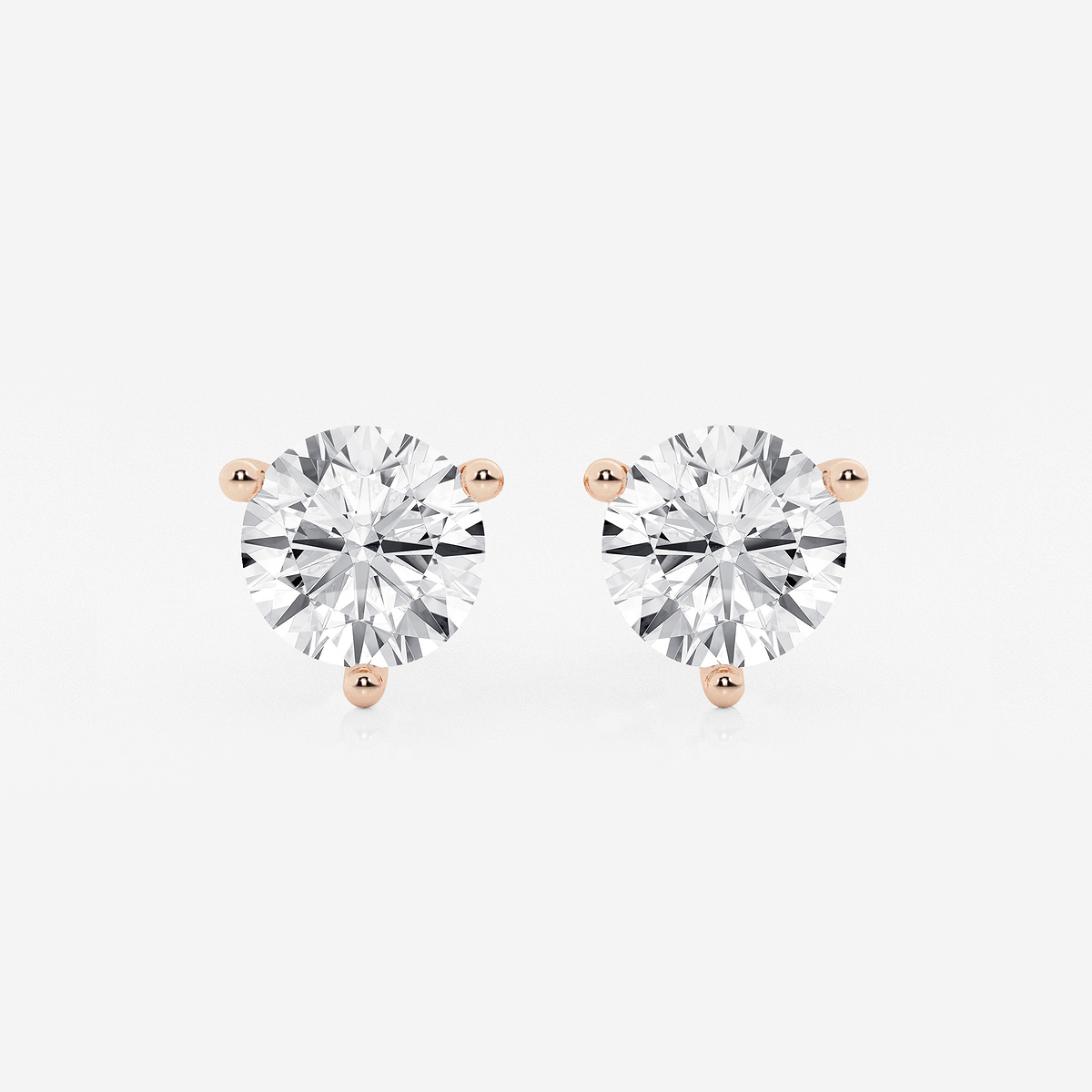 4 ctw Round Colorless Lab Grown Diamond Three Prong Martini Stud Earrings