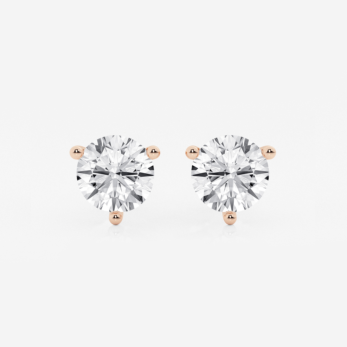 5 ctw Round Colorless Lab Grown Diamond Three Prong Martini Stud Earrings