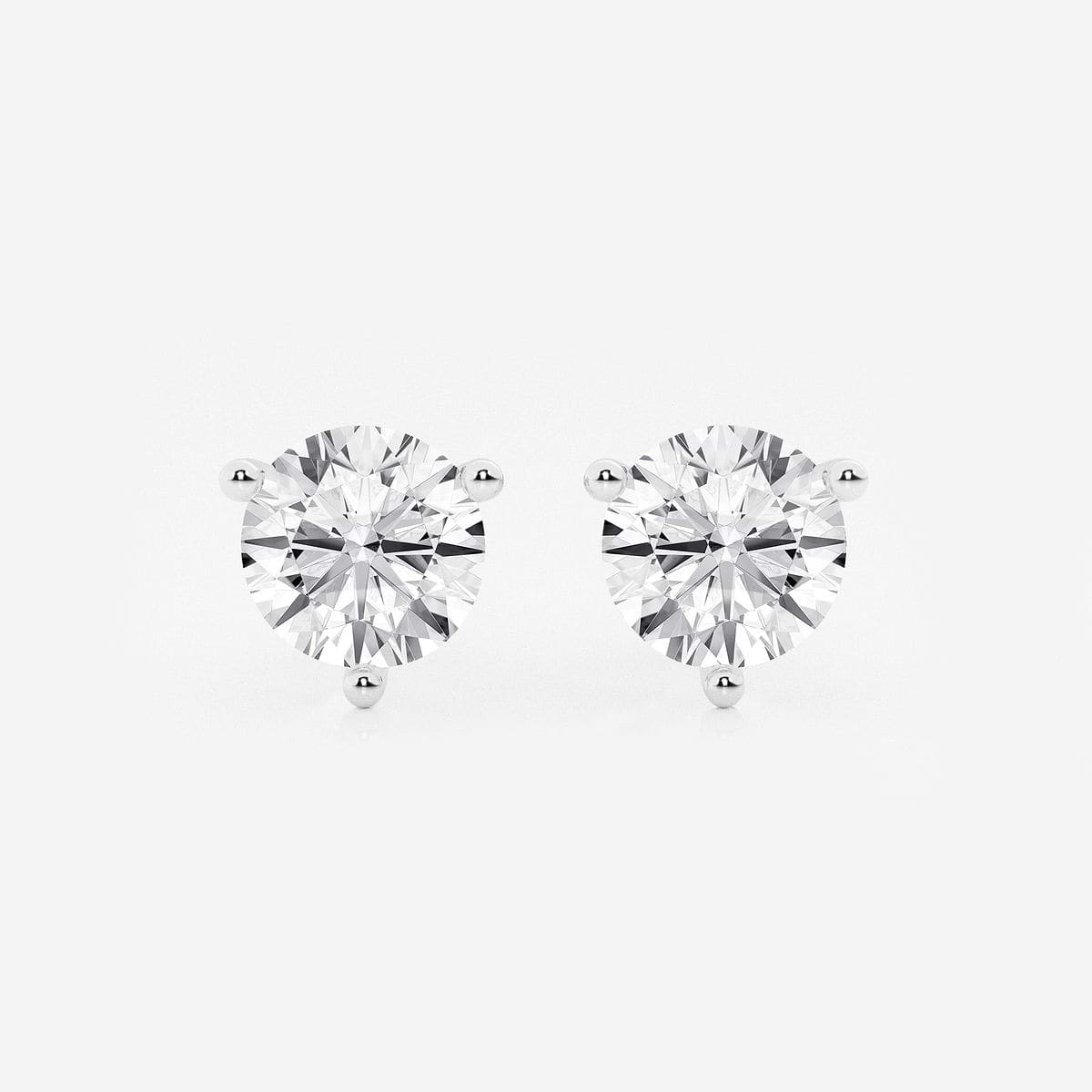 10 ctw Round Near-Colorless Lab Grown Diamond Three Prong Martini Stud Earrings
