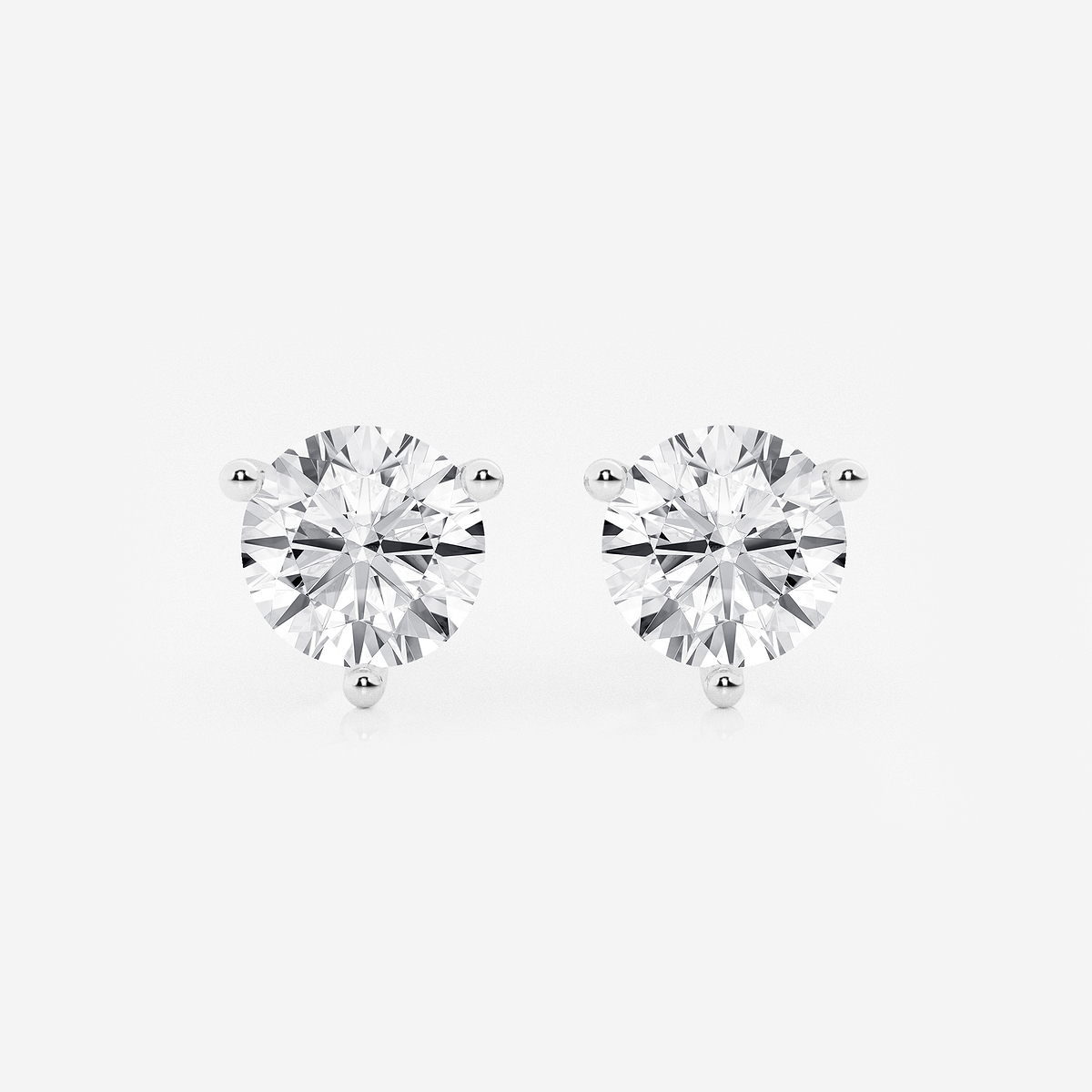 5 ctw Round Near-Colorless Lab Grown Diamond Three Prong Martini Stud Earrings 14K White Gold, FG, VS2+