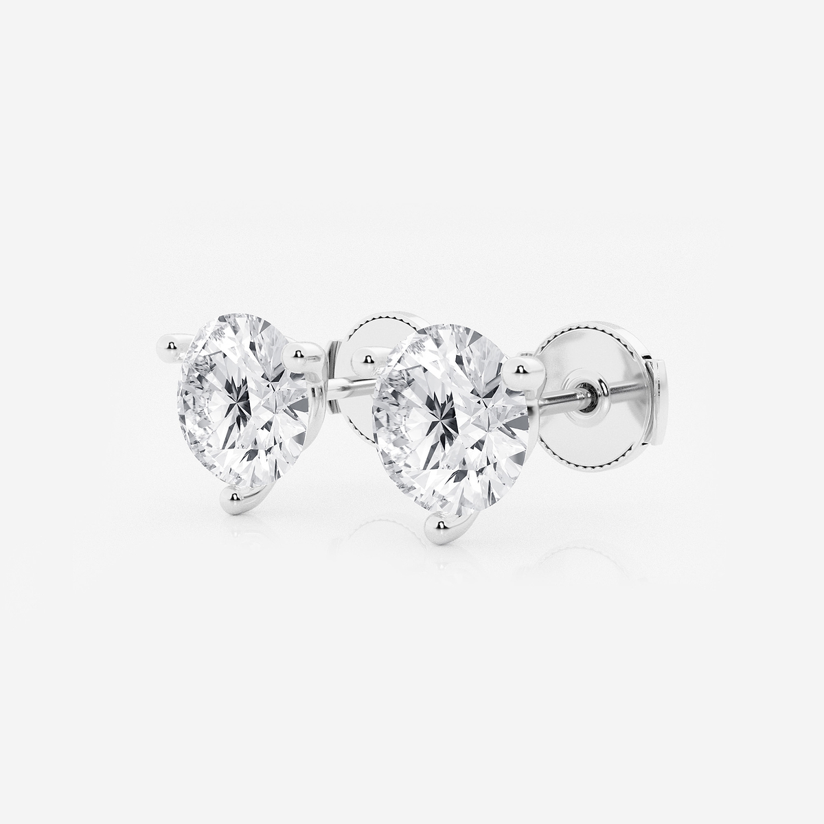 5 ctw Round Near-Colorless Lab Grown Diamond Three Prong Martini Stud Earrings 14K White Gold, FG, VS2+