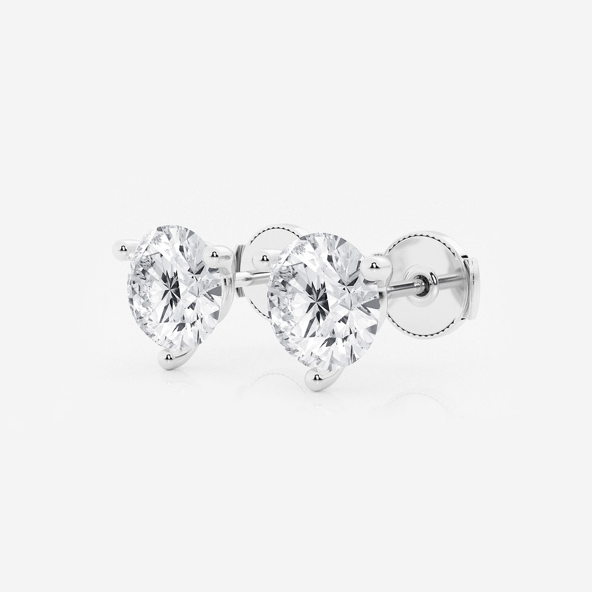 14K White Gold 4 Prong Martini Stud Earring Settings | Push Back Mountings For Loose Stones