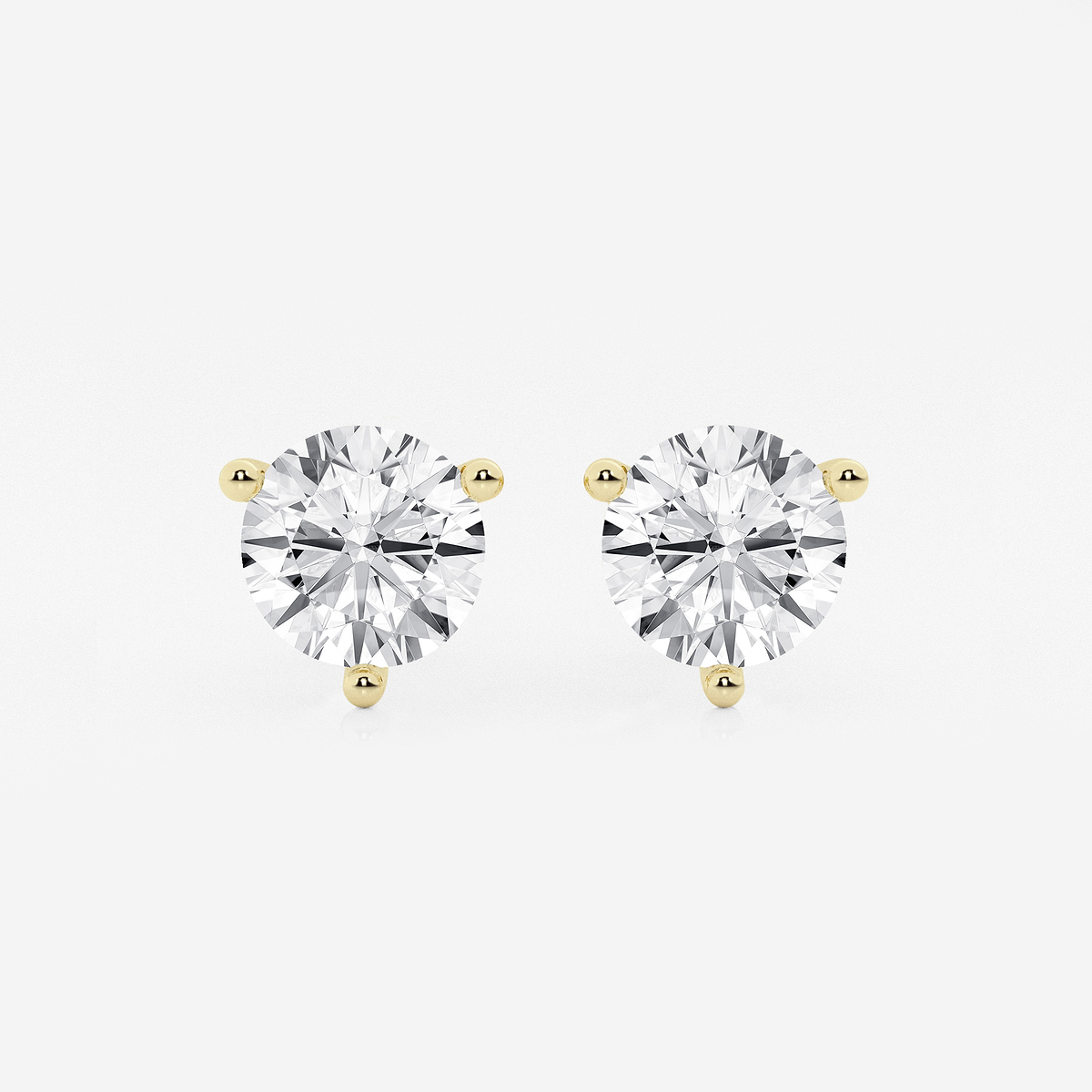 6 ctw Round Colorless Lab Grown Diamond Three Prong Martini Stud Earrings