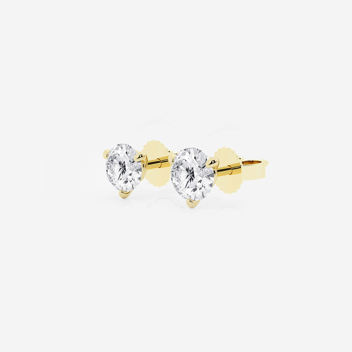 4 ctw Round Lab Grown Diamond Three Prong Martini Stud Earrings 14K Yellow Gold, F, VS2