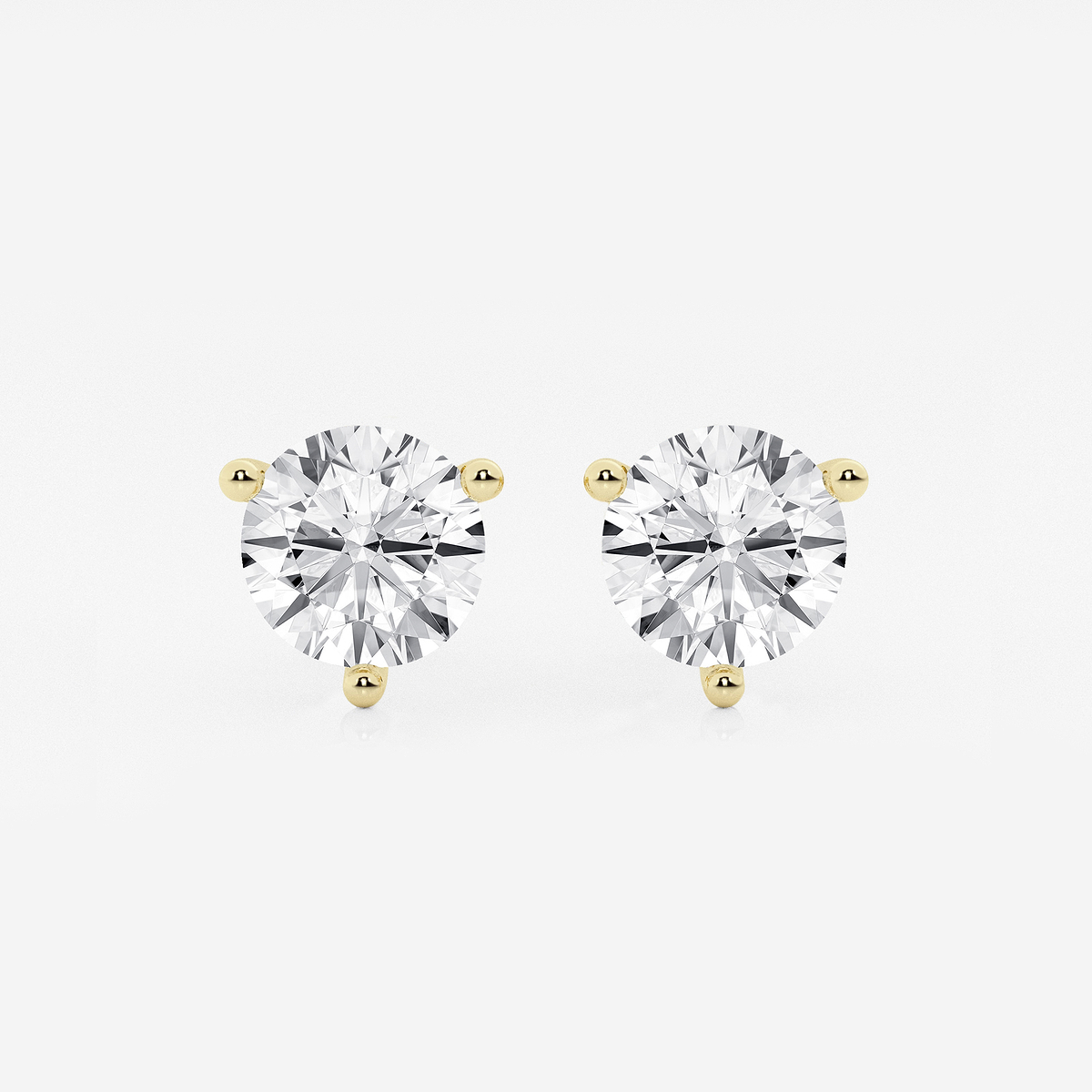 5 ctw Round Colorless Lab Grown Diamond Three Prong Martini Stud Earrings