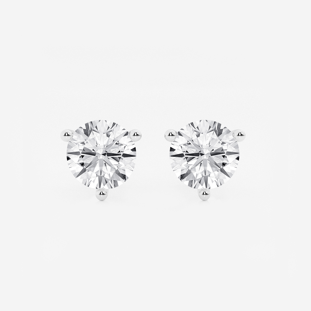 4 ctw Round Colorless Lab Grown Diamond Three Prong Martini Stud Earrings