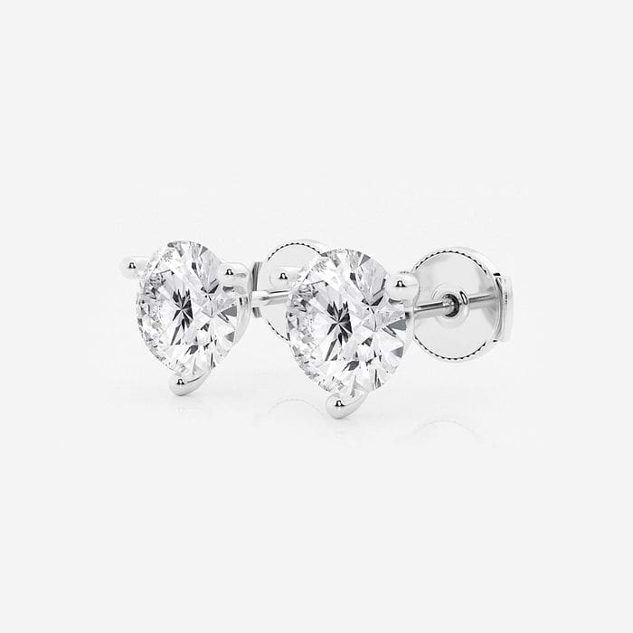 Three Prong Near-Colorless Round Stud Earrings