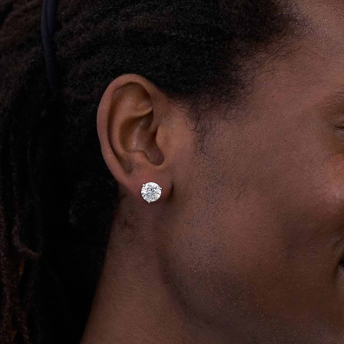 1/4 ctw Round Near-Colorless Lab Grown Diamond Three Prong Martini Single Stud Earring