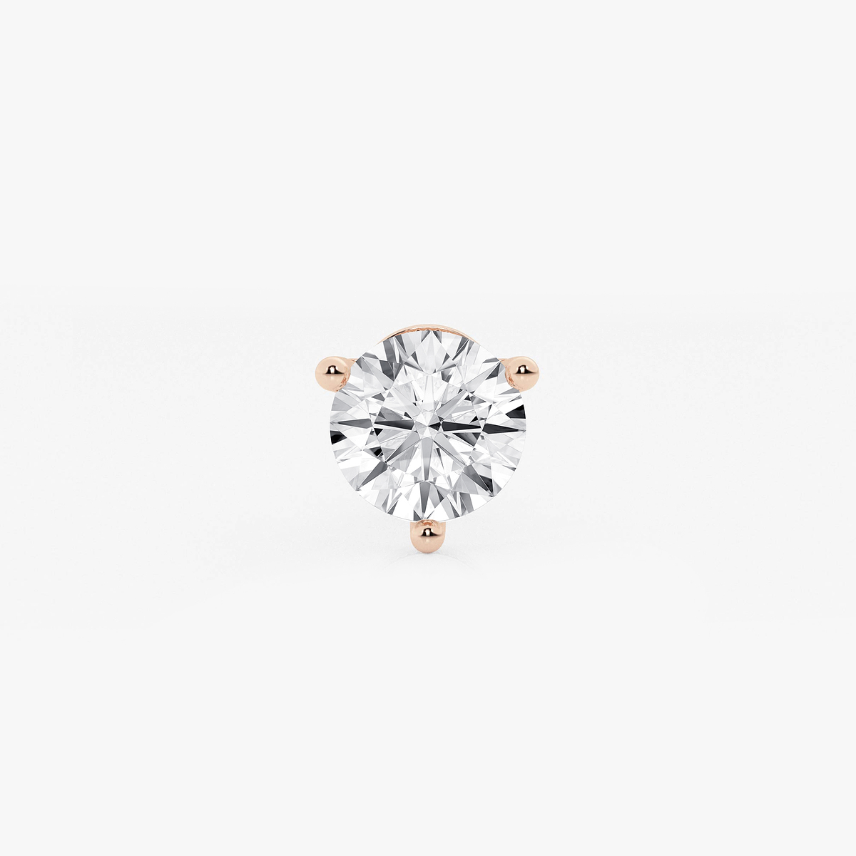 2 ctw Round Colorless Lab Grown Diamond Three Prong Martini Single Stud Earring
