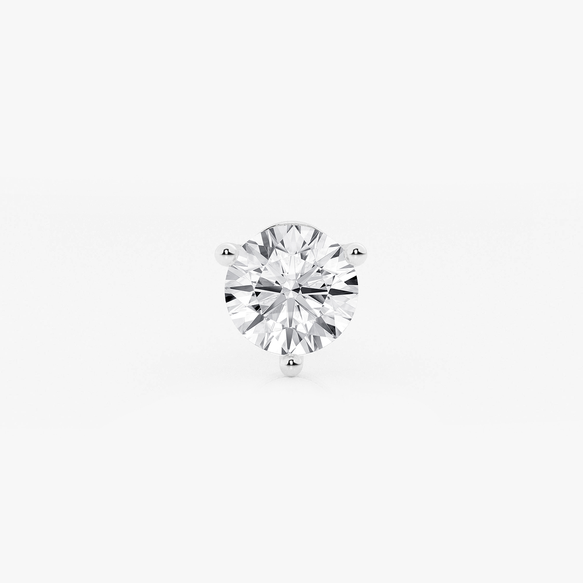 2 ctw Round Colorless Lab Grown Diamond Three Prong Martini Single Stud Earring