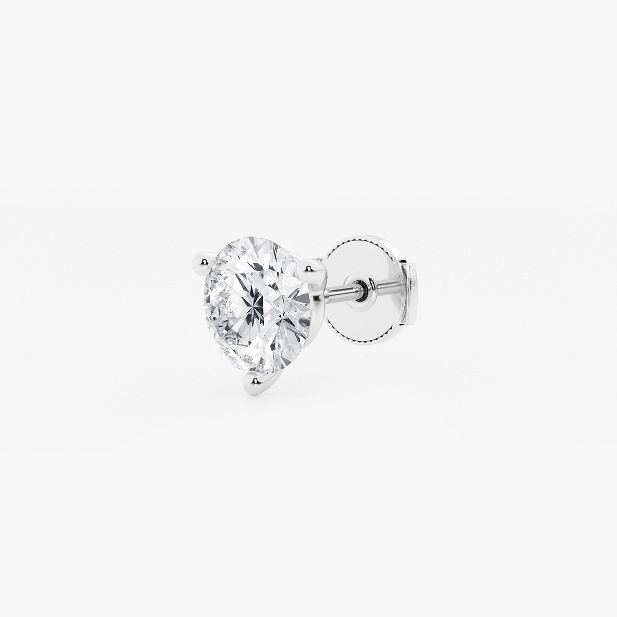 Additional Image 1 for  2 ctw Round Colorless Lab Grown Diamond Three Prong Martini Single Stud Earring