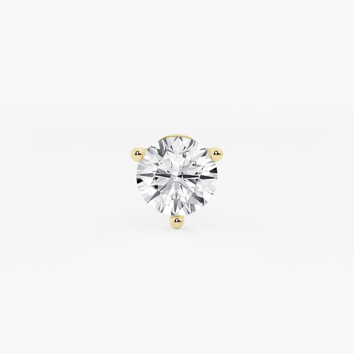 2 ctw Round Colorless Lab Grown Diamond Three Prong Martini Single Stud Earring