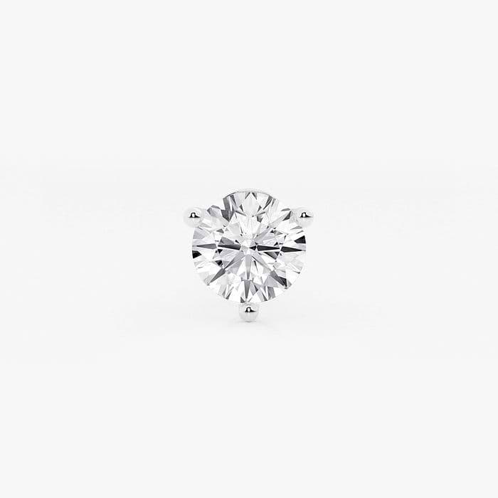 Three Prong Near-Colorless Round Single Stud Earring
