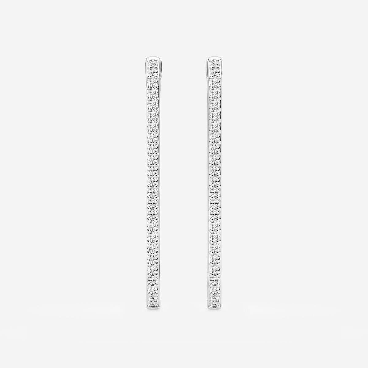 1 1/2 ctw Round Lab Grown Diamond Paper Clip Hoop Earrings Platinum, FG, VS2+