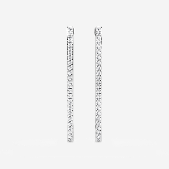 Paperclip Hoops - 1 1/2 ctw Round Lab Grown Diamond Paper Clip Hoop Earrings