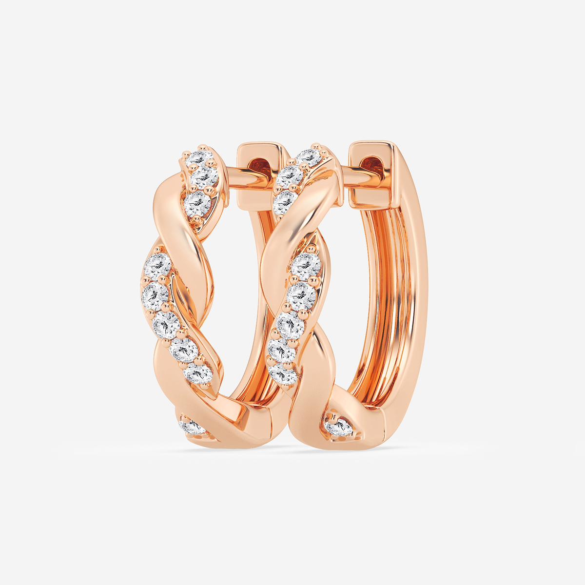 Additional Image 1 for  1/6 ctw Round Lab Grown Diamond Petite Hoop Earrings