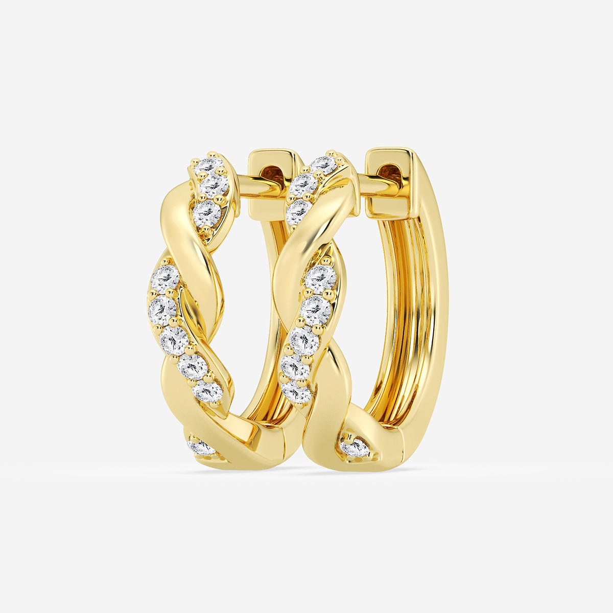 Additional Image 1 for  1/6 ctw Round Lab Grown Diamond Petite Hoop Earrings