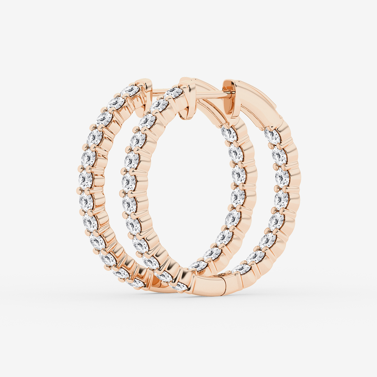 Additional Image 1 for  2 ctw Round Lab Grown Diamond Inside Out Hoop Earrings