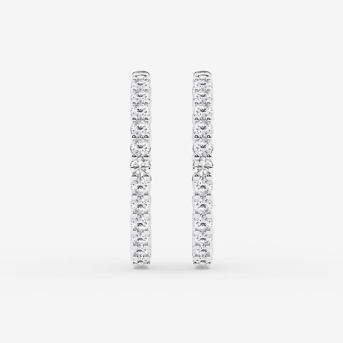 2 ctw Round Lab Grown Diamond Inside Out Hoop Earrings 14K White Gold, FG, VS2+