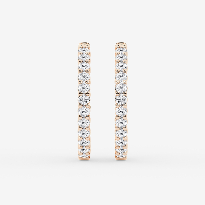2 ctw Round Lab Grown Diamond Inside Out Hoop Earrings