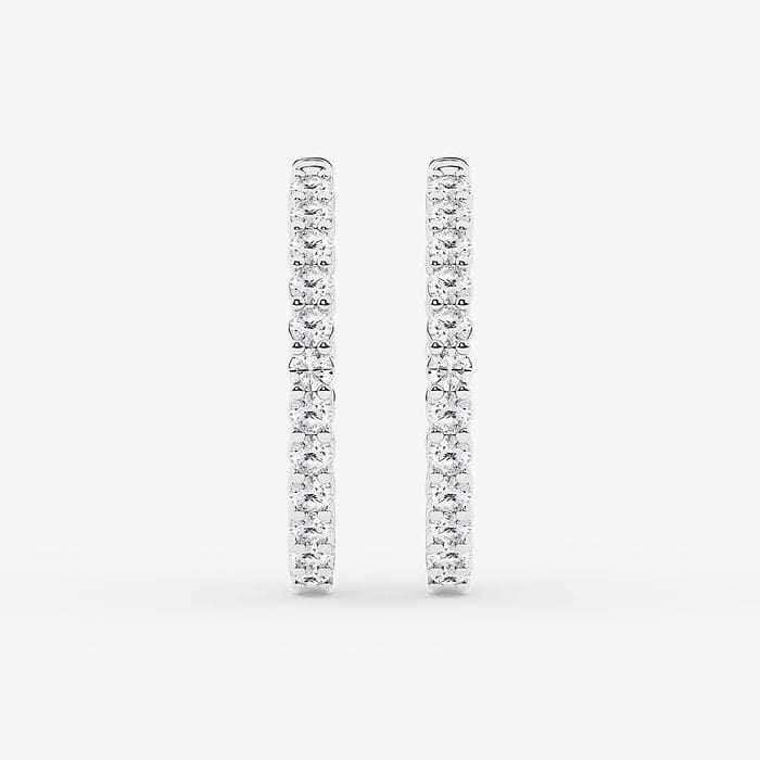 2 ctw Round Lab Grown Diamond Inside Out Hoop Earrings