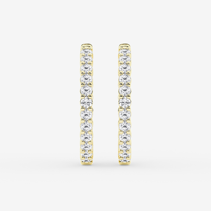 2 ctw Round Lab Grown Diamond Inside Out Hoop Earrings
