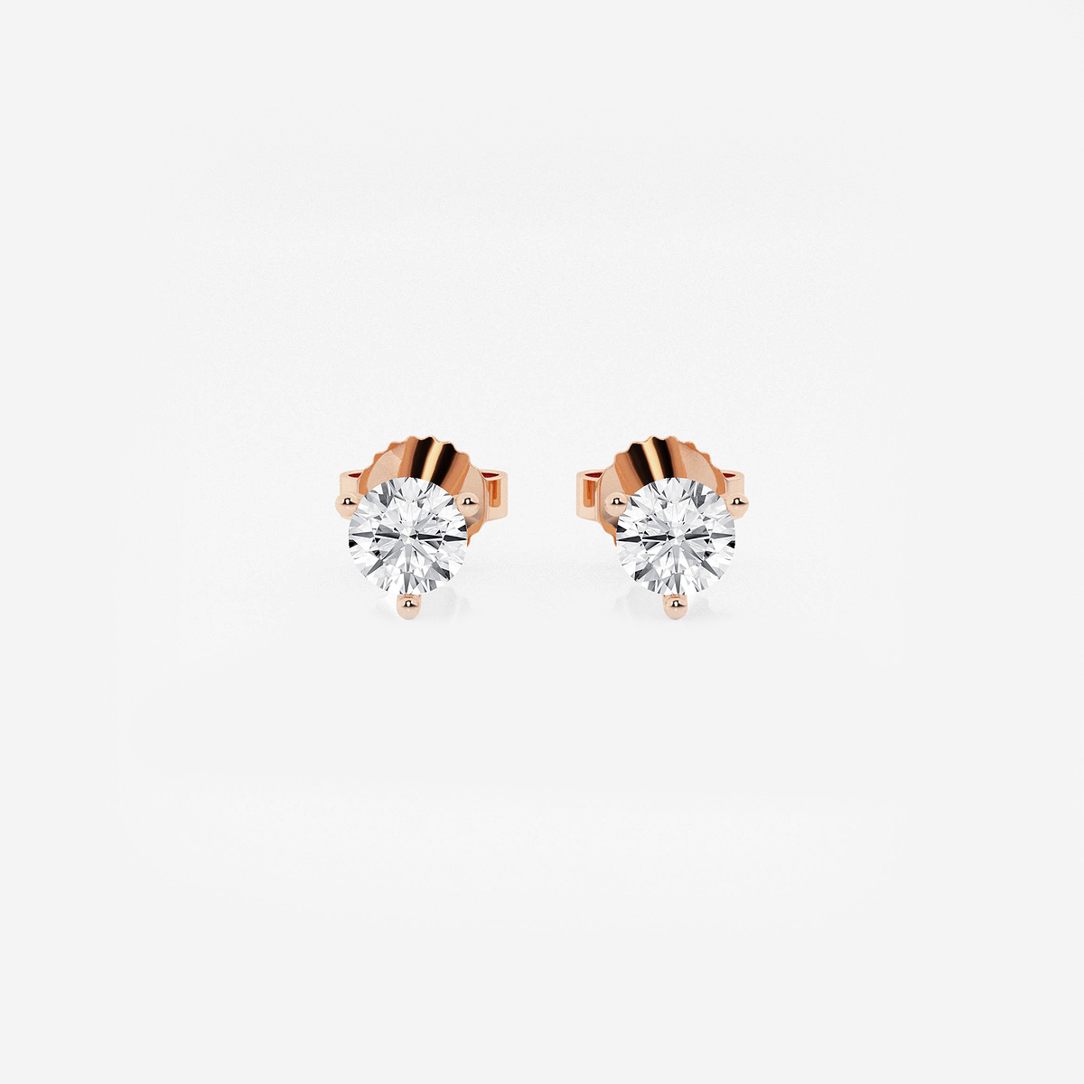 1/2 ctw Round Colorless Lab Grown Diamond Three Prong Martini Stud Earrings